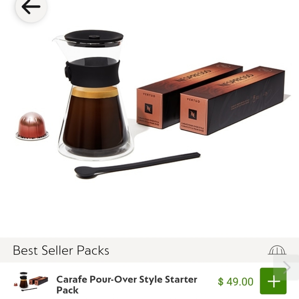 Nespresso carafe with capsules